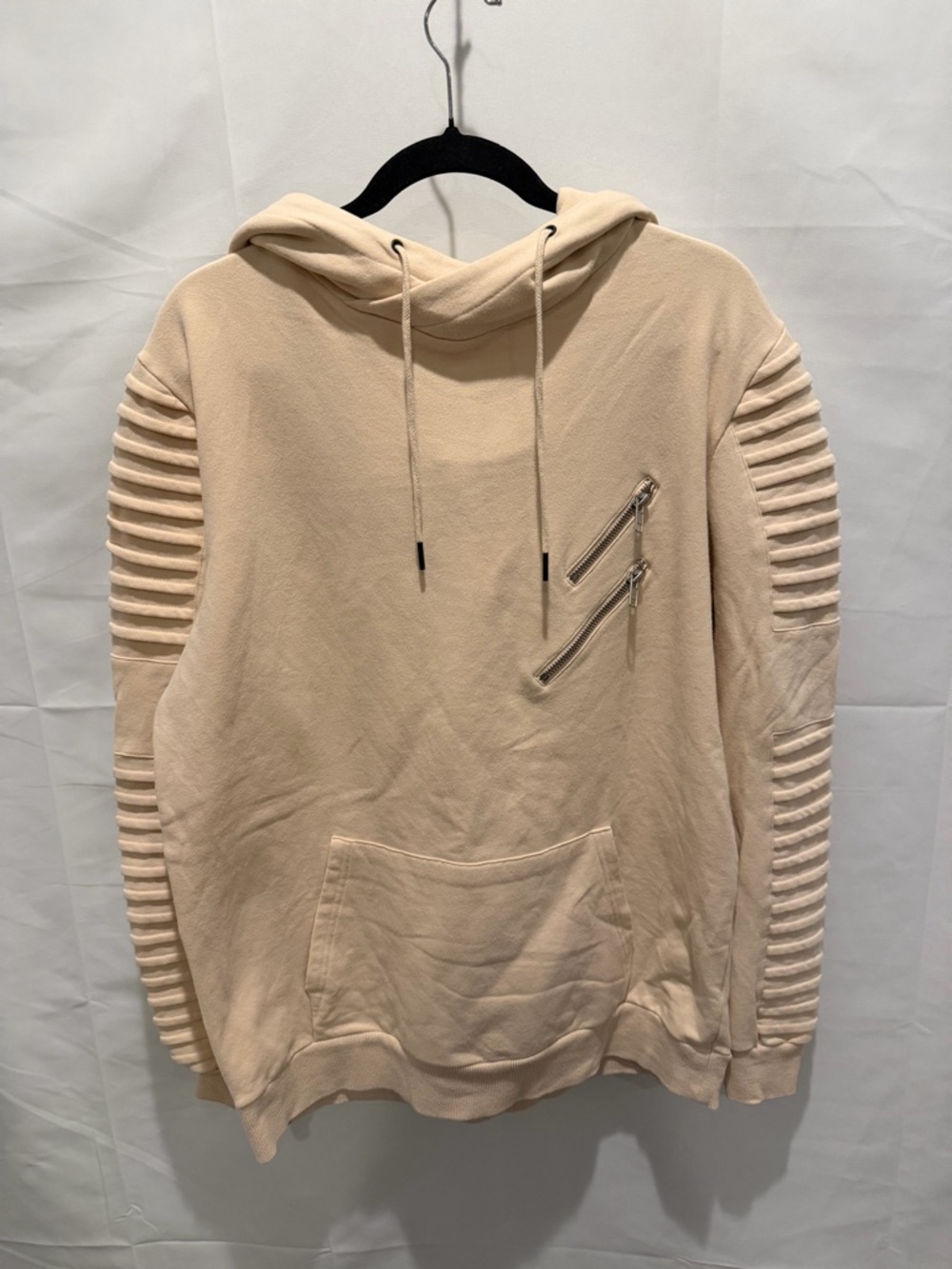 NANA Judy Men’s Montana hooded Moto sweatshirt sizeM.Ribbed biker sleeves,zipper